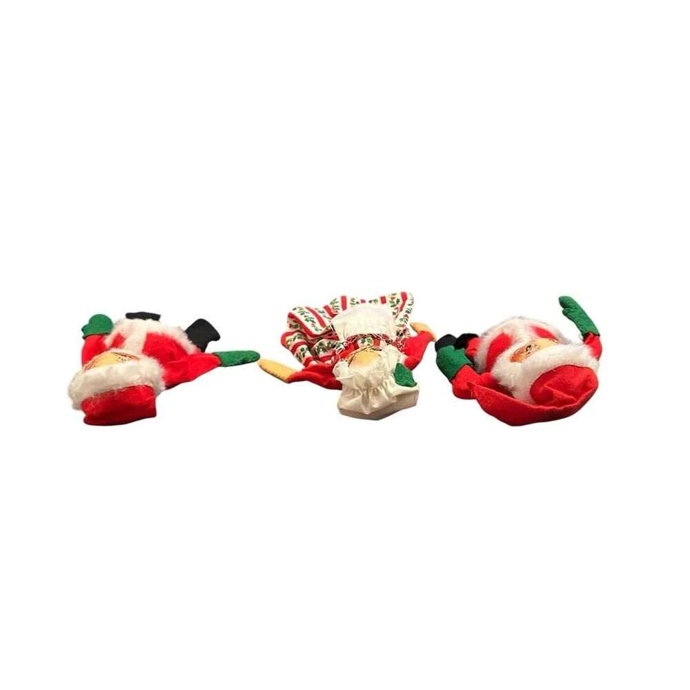 Vintage Annalee Mobilitee 1963 Santa Clause Dolls 1976 Mrs. Clause Lot Of 3
